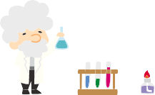 科学者と実験道具